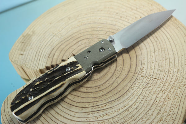 Fumio Inagaki FI-135 Folding  Stag Hunter, 3-1/4" COS-25 Cobalt Special blade, Sambar Stag Handle