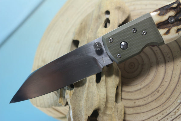 Fumio Inagaki FI-135 Folding  Stag Hunter, 3-1/4" COS-25 Cobalt Special blade, Sambar Stag Handle