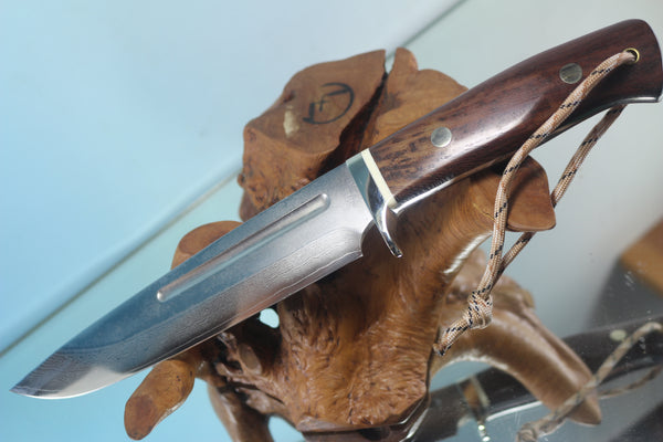 Fumio Inagaki FI-130   7" VG-10 Damascus Drop Point Camper, Japanese Tagayasan wood Handle