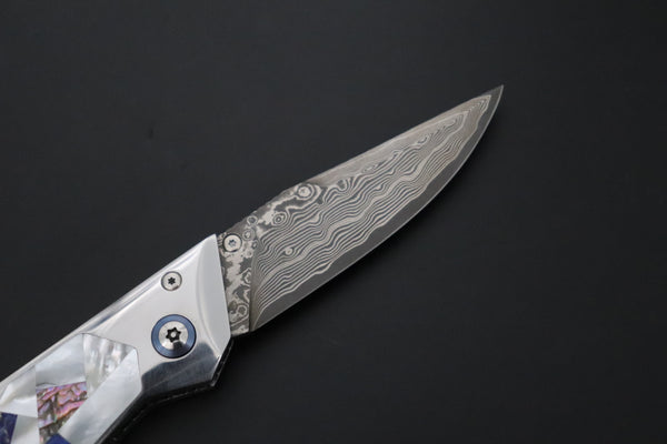 Ikuo Nagata IN-140 SPG2 Damascus Double Assisted Folder, Mosaic MOP Handle