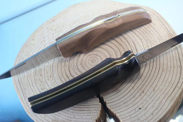 Fumio Inagaki FI-105 GERBER Folding Hunter Replica, Lockback Folders, Hitachi ATS-34 or Solid VG-10 Blade, Ebony or Walnut wood Handle - japaneseknifedirect.mom
