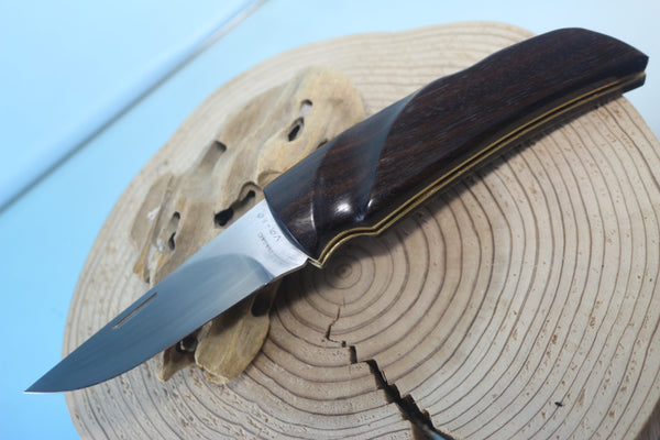 Fumio Inagaki FI-105 GERBER Folding Hunter Replica, Lockback Folders, Hitachi ATS-34 or Solid VG-10 Blade, Ebony or Walnut wood Handle - japaneseknifedirect.mom