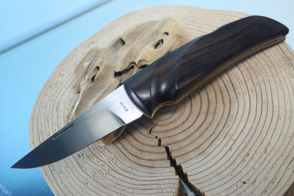 Fumio Inagaki FI-105 GERBER Folding Hunter Replica, Lockback Folders, Hitachi ATS-34 or Solid VG-10 Blade, Ebony or Walnut wood Handle - japaneseknifedirect.mom