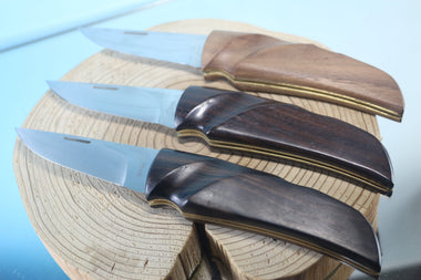 Fumio Inagaki FI-105 GERBER Folding Hunter Replica, Lockback Folders, Hitachi ATS-34 or Solid VG-10 Blade, Ebony or Walnut wood Handle - japaneseknifedirect.mom