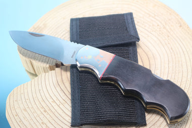 Fumio Inagaki FI-110 GERBER Magnum Hunter Replica, Lock back Folders, SHSS Hamaguri-ba Blade, African Black wood Handle - japaneseknifedirect.mom