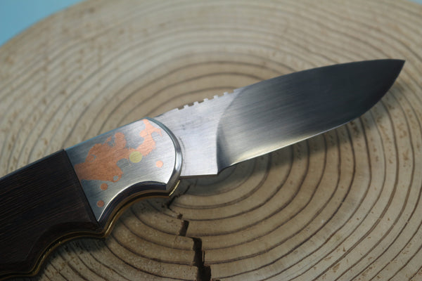 Fumio Inagaki FI-110 GERBER Magnum Hunter Replica, Lock back Folders, SHSS Hamaguri-ba Blade, Tagayasan wood Handle - japaneseknifedirect.mom
