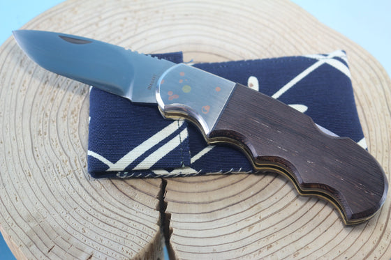 Fumio Inagaki FI-110 GERBER Magnum Hunter Replica, Lock back Folders, SHSS Hamaguri-ba Blade, Tagayasan wood Handle - japaneseknifedirect.mom