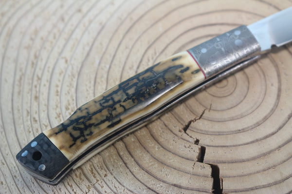 Fumio Inagaki FI-115 Slim Utility Folding Knife, Lockback Folders, Sold VG-10 Blade, Mammoth Ivory or Stag Handle - japaneseknifedirect.mom