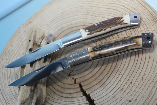 Fumio Inagaki FI-115 Slim Utility Folding Knife, Lockback Folders, Sold VG-10 Blade, Mammoth Ivory or Stag Handle - japaneseknifedirect.mom