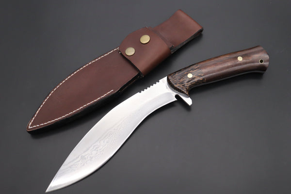 Fumio Inagaki FI-150 Kukri Compact, 9" VG-10 Damascus Blade - japaneseknifedirect.mom