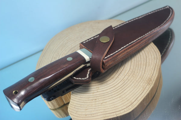 Fumio Inagaki FI-150 VG-10 Damascus Hunter, Exotic Wooden Handle - japaneseknifedirect.mom