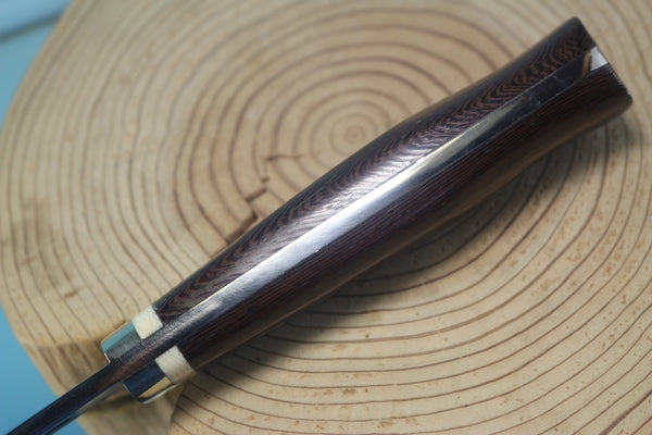 Fumio Inagaki FI-150 VG-10 Damascus Hunter, Exotic Wooden Handle - japaneseknifedirect.mom
