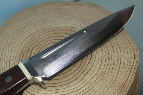 Fumio Inagaki FI-150 VG-10 Damascus Hunter, Exotic Wooden Handle - japaneseknifedirect.mom