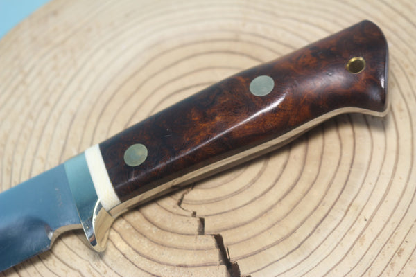 Fumio Inagaki FI-150 VG-10 Damascus Hunter, Exotic Wooden Handle - japaneseknifedirect.mom