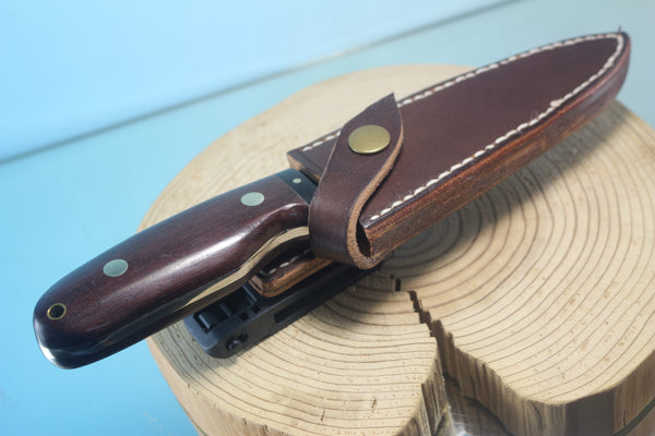 Fumio Inagaki FI-150 VG-10 Damascus Hunter, Exotic Wooden Handle - japaneseknifedirect.mom