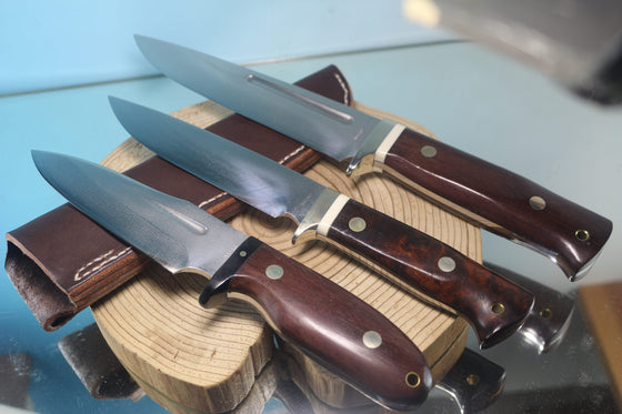 Fumio Inagaki FI-150 VG-10 Damascus Hunter, Exotic Wooden Handle - japaneseknifedirect.mom