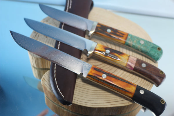 Fumio Inagaki FI-460 ZDP Damascus Utility Hunter,  ZDP-189 Premium Powdered Hi-speed Tool steel Blade - japaneseknifedirect.mom