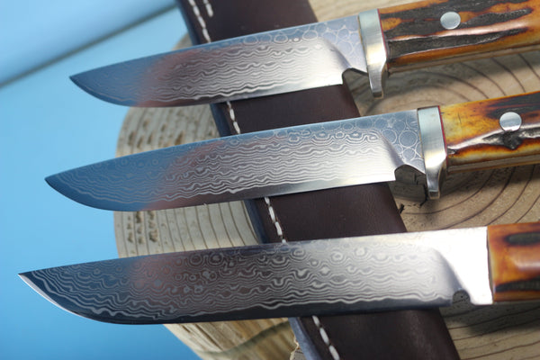 Fumio Inagaki FI-460 ZDP Damascus Utility Hunter,  ZDP-189 Premium Powdered Hi-speed Tool steel Blade - japaneseknifedirect.mom