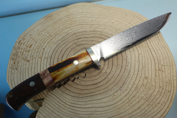 Fumio Inagaki FI-460 ZDP Damascus Utility Hunter,  ZDP-189 Premium Powdered Hi-speed Tool steel Blade - japaneseknifedirect.mom