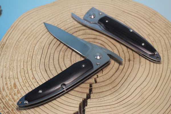 Fumio Inagaki FI-500 Higonokami Liner Lock Folder, ATS-34 blade and VG-10 Damascus blade - japaneseknifedirect.mom