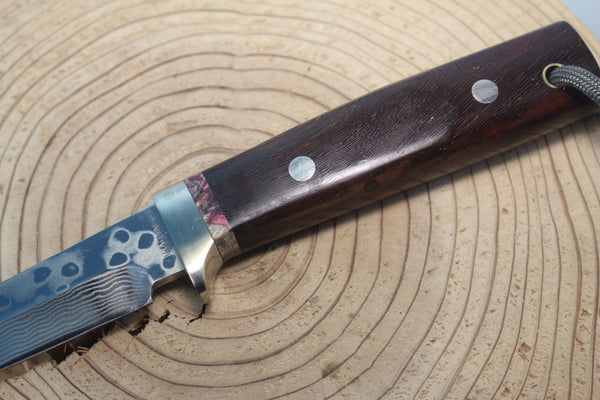 Fumio Inagaki FI-520 ZDP Damascus Utility Hunter, 4" Hitachi ZDP-189 Premium Powdered Damacus steel Blade - japaneseknifedirect.mom