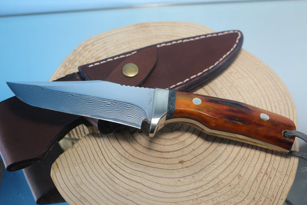 Fumio Inagaki FI-540 ZDP Damascus Hunter II, 3-1/4" Hitachi ZDP-189 Premium Powdered Damacus steel Blade - japaneseknifedirect.mom