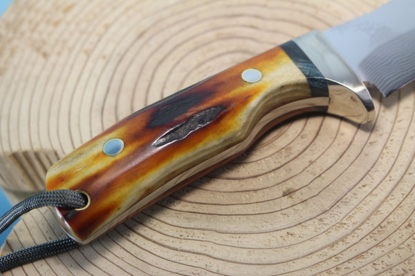 Fumio Inagaki FI-540 ZDP Damascus Hunter II, 3-1/4" Hitachi ZDP-189 Premium Powdered Damacus steel Blade - japaneseknifedirect.mom