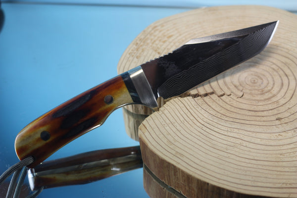 Fumio Inagaki FI-540 ZDP Damascus Hunter II, 3-1/4" Hitachi ZDP-189 Premium Powdered Damacus steel Blade - japaneseknifedirect.mom