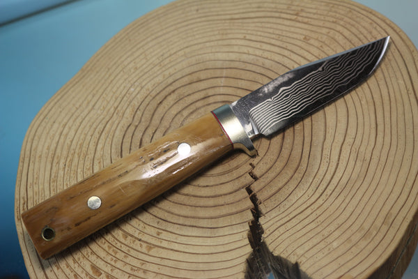 Fumio Inagaki FI-570 ZDP Damascus Trail Hunter, 3-1/2" Hitachi ZDP-189 Premium Powdered Damacus steel Blade - japaneseknifedirect.mom