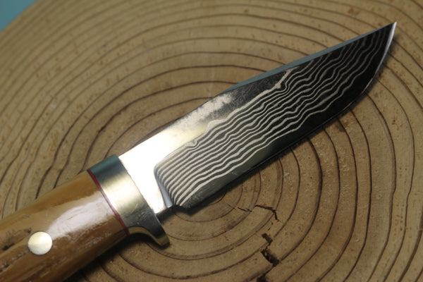 Fumio Inagaki FI-570 ZDP Damascus Trail Hunter, 3-1/2" Hitachi ZDP-189 Premium Powdered Damacus steel Blade - japaneseknifedirect.mom