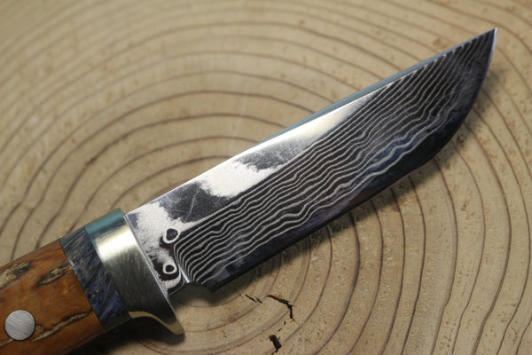 Fumio Inagaki FI-575 ZDP Damascus Drop point Hunter, 3-1/2" Hitachi ZDP-189 Premium Powdered Damacus steel Blade - japaneseknifedirect.mom