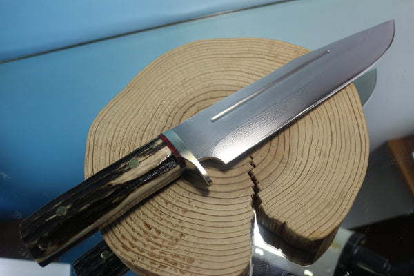 Fumio Inagaki FI-580 9-inch Bowie Knife. VG-10 Damascus blade, Samber Stag handle - japaneseknifedirect.mom