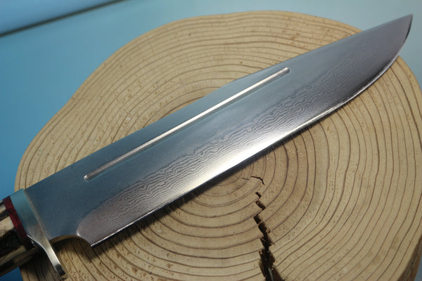 Fumio Inagaki FI-580 9-inch Bowie Knife. VG-10 Damascus blade, Samber Stag handle - japaneseknifedirect.mom
