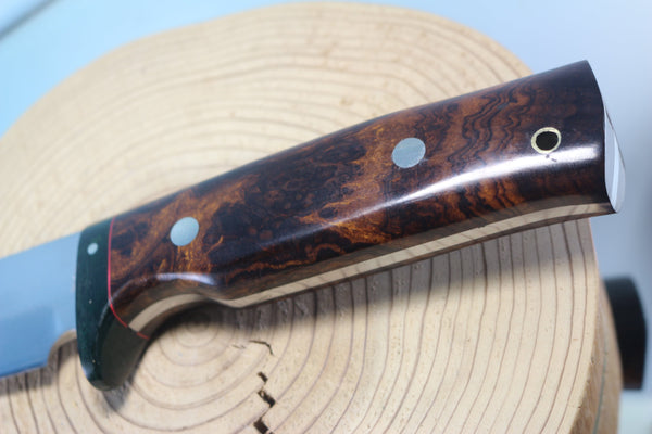 Fumio Inagaki FI-595 Katana Hunter. 10" VG-10 Damascus blade, Desert Ironwood Burl handle - japaneseknifedirect.mom