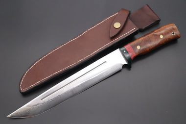 Fumio Inagaki FI-620 Katana Hunter. 10 1/4" VG-10 Damascus blade, Desert Ironwood Burl Custom Combination handle - japaneseknifedirect.mom