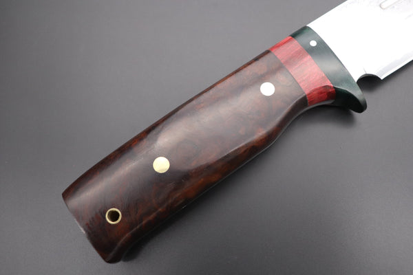 Fumio Inagaki FI-620 Katana Hunter. 10 1/4" VG-10 Damascus blade, Desert Ironwood Burl Custom Combination handle - japaneseknifedirect.mom