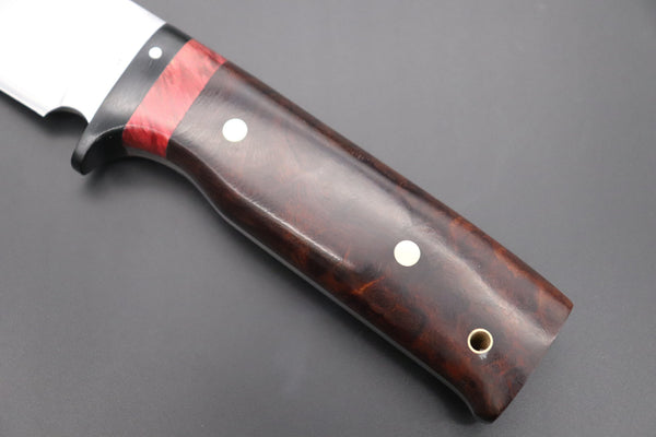 Fumio Inagaki FI-625 Katana Hunter. 10 1/4" VG-10 Damascus blade, Desert Ironwood Burl Custom Combination handle - japaneseknifedirect.mom