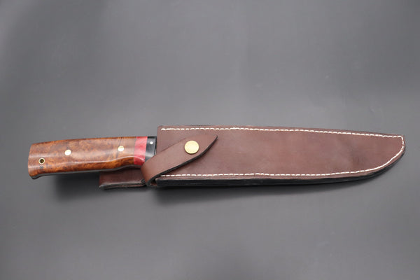 Fumio Inagaki FI-625 Katana Hunter. 10 1/4" VG-10 Damascus blade, Desert Ironwood Burl Custom Combination handle - japaneseknifedirect.mom