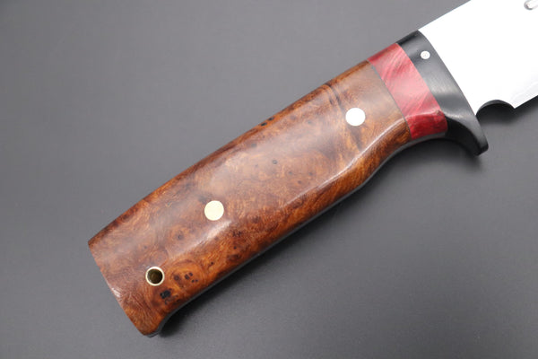 Fumio Inagaki FI-625 Katana Hunter. 10 1/4" VG-10 Damascus blade, Desert Ironwood Burl Custom Combination handle - japaneseknifedirect.mom