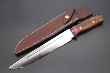 Fumio Inagaki FI-630 Katana Hunter. 10 1/4" VG-10 Damascus blade, Desert Ironwood Burl Custom Combination handle - japaneseknifedirect.mom