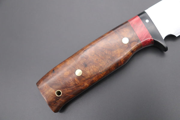 Fumio Inagaki FI-630 Katana Hunter. 10 1/4" VG-10 Damascus blade, Desert Ironwood Burl Custom Combination handle - japaneseknifedirect.mom