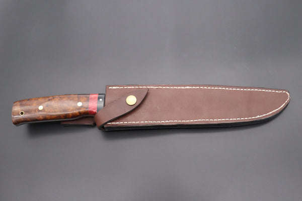 Fumio Inagaki FI-630 Katana Hunter. 10 1/4" VG-10 Damascus blade, Desert Ironwood Burl Custom Combination handle - japaneseknifedirect.mom