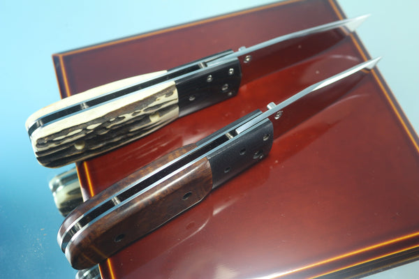 Fumio Inagaki FI-640 ATS Folding Hunter, 3-1/4" Hitachi ATS-34 Premium steel Blade, Sambar Stag Handle - japaneseknifedirect.mom