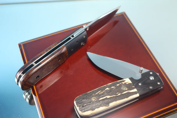 Fumio Inagaki FI-640 ATS Folding Hunter, 3-1/4" Hitachi ATS-34 Premium steel Blade, Sambar Stag Handle - japaneseknifedirect.mom