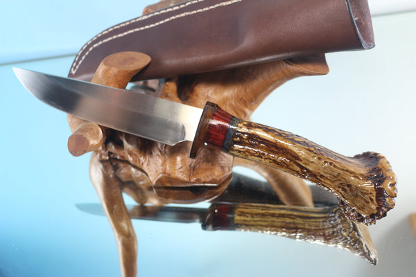 Fumio Inagaki FI-650 CrownStag Straight Hunter I, 5-5/8" Hitachi Premium ATS-34 Blade - japaneseknifedirect.mom
