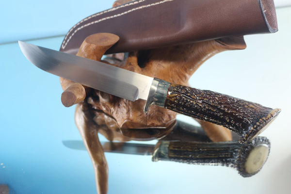 Fumio Inagaki FI-655 CrownStag Straight Hunter II, 5-3/4" Hitachi Premium ATS-34 Blade - japaneseknifedirect.mom