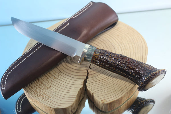 Fumio Inagaki FI-655 CrownStag Straight Hunter II, 5-3/4" Hitachi Premium ATS-34 Blade - japaneseknifedirect.mom