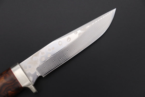 Fumio Inagaki FI-665 ZDP-189 Damascus Drop Point Hunter, 4.3" Hitachi ZDP-189 Premium Powdered Damacus steel Blade (Desert Ironwood Handle) - japaneseknifedirect.mom