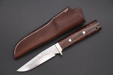 Fumio Inagaki FI-665 ZDP-189 Damascus Drop Point Hunter, 4.3" Hitachi ZDP-189 Premium Powdered Damacus steel Blade (Desert Ironwood Handle) - japaneseknifedirect.mom