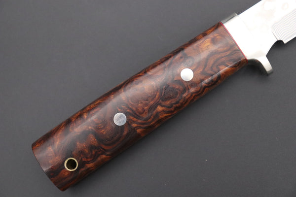 Fumio Inagaki FI-665 ZDP-189 Damascus Drop Point Hunter, 4.3" Hitachi ZDP-189 Premium Powdered Damacus steel Blade (Desert Ironwood Handle) - japaneseknifedirect.mom